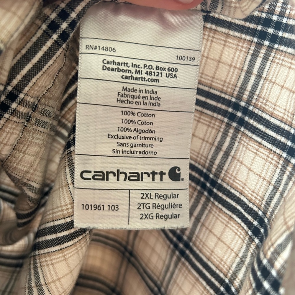 Carhartt Shirt Relaxed Fit Plaid Short Sleeve Button Up 2XL Classic Quality - Picture 3 of 4